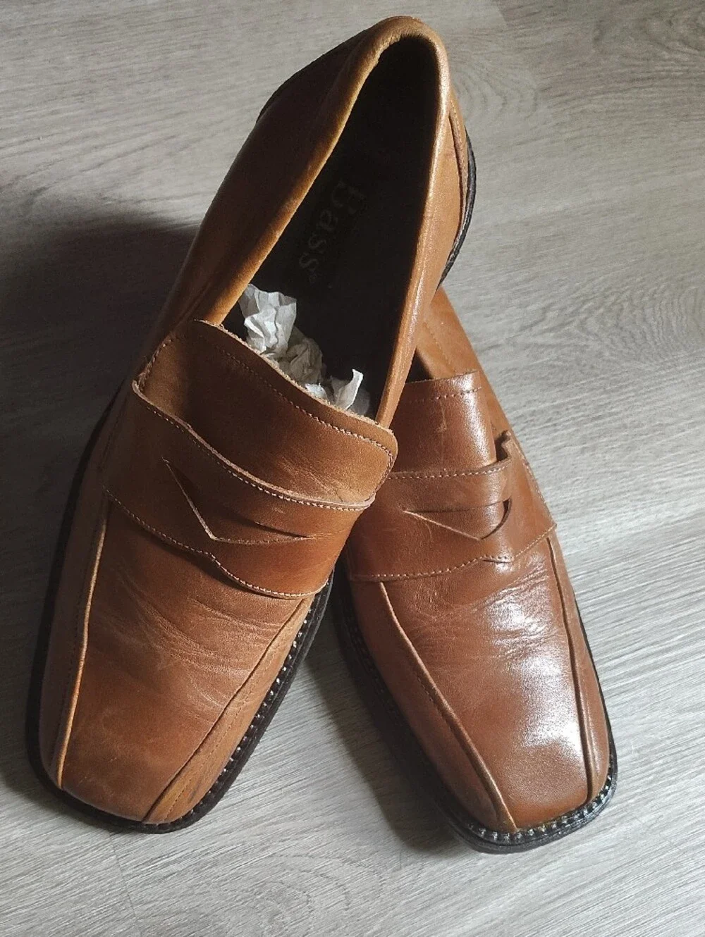 🔥Bass Cognac Brown Leather Penny Loafers Unisex Men's Sz 10, Ladies Sz 11.5